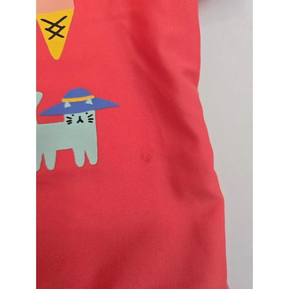 Cat & Jack Toddler Girls Coral Pink Summer Graphic Ruffle Swimsuit 2T